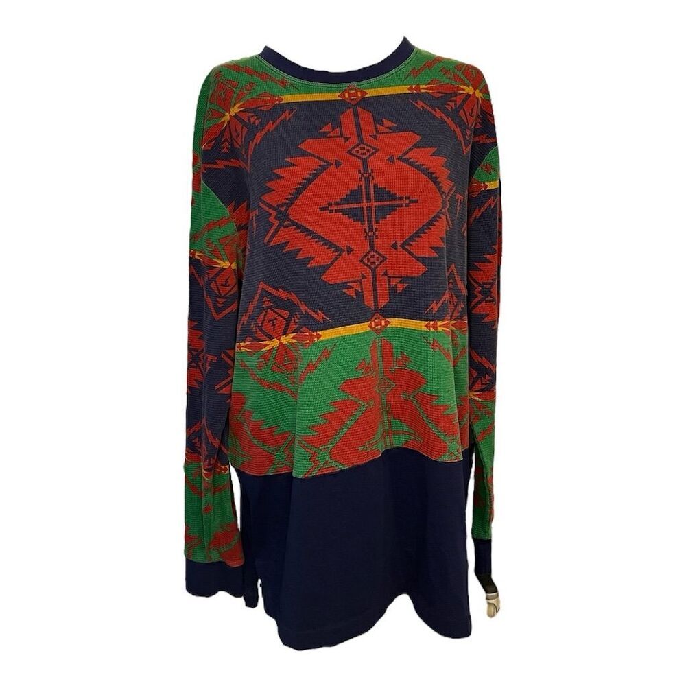 Tackma Men's XL Geometric Aztec Print Pullover Sweater‎ Multicolor
